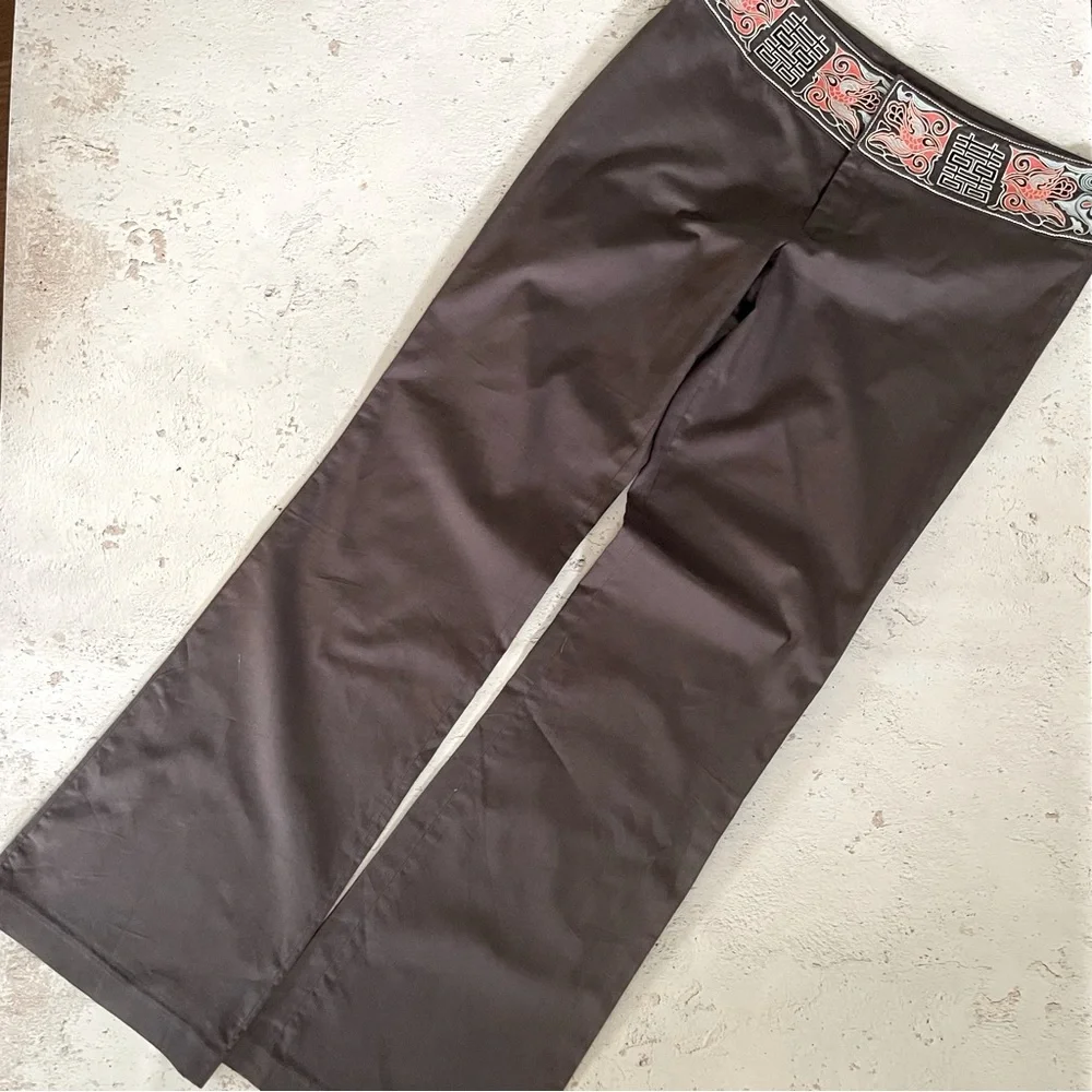 Vivienne Tam Vintage 90’s Embroidered Waist Gray Pants Size 6 - Picture 5 of 5